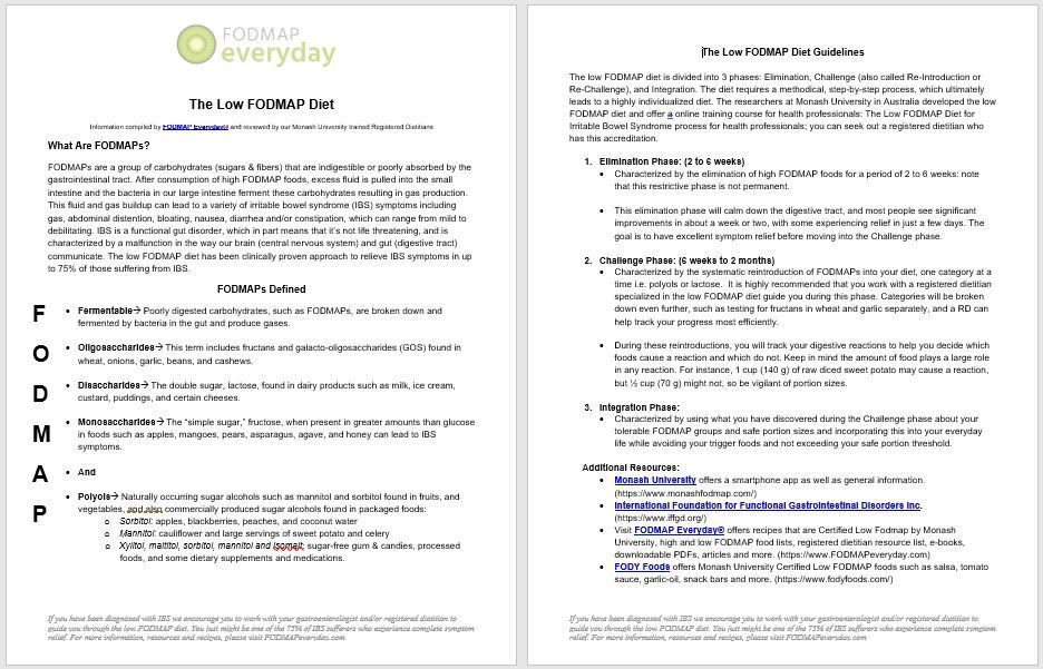 FODMAP Everyday® - Low FODMAP Diet Handout - General Info