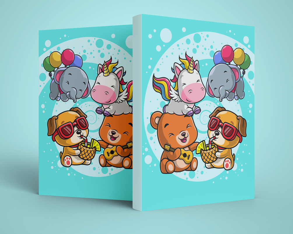 Bundle 10 cute pet animals designs with book cover