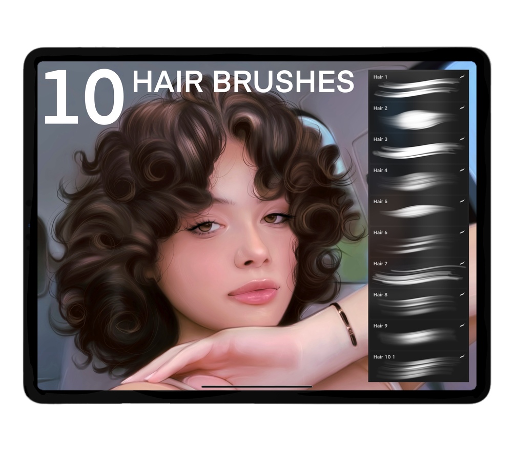 10 HAIR BRUSHES for Procreate