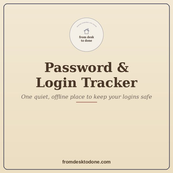 Password &amp; Login Tracker printable