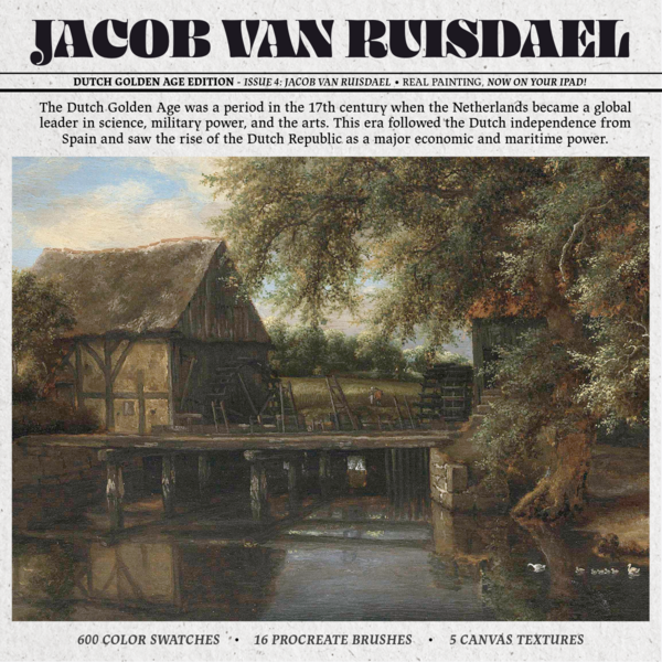 Jacob Van Ruisdael Procreate Kit (Procreate Brushes, Canvas Textures & Color Palettes) - Procreate Brush Pack