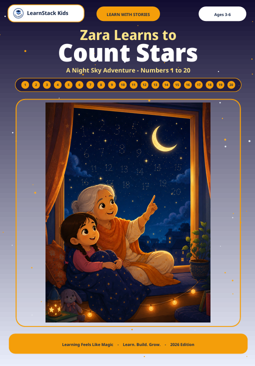 Zara Learns to Count Stars — A Bedtime Counting Story for Kids preview image 1