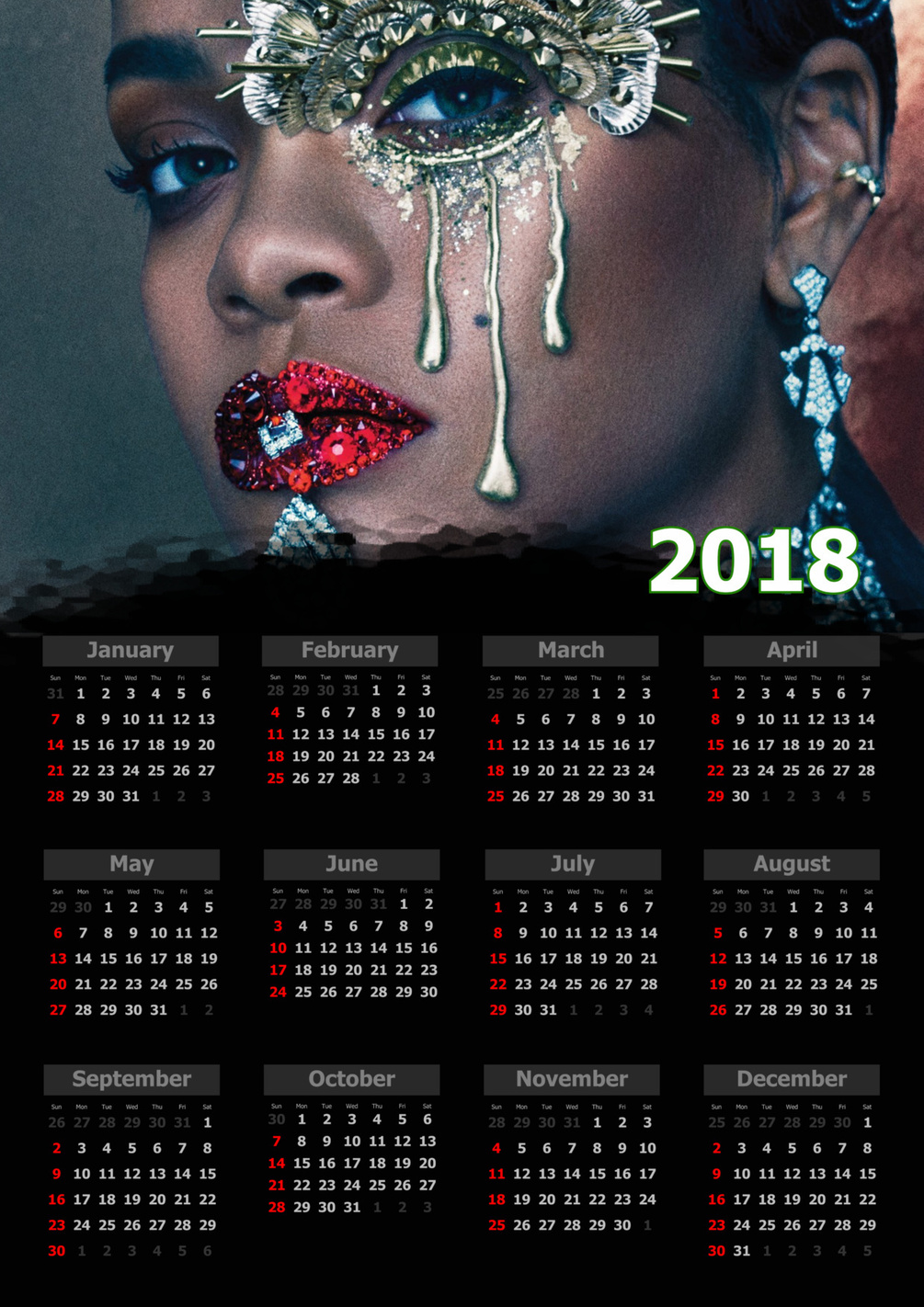 2018 calendar with foto rihanna 11 foto 