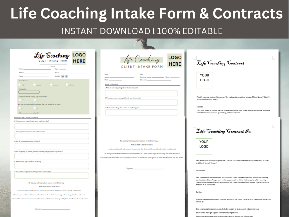 Life Coaching Intake Form And Contracteditable Life Coaching Intake Formlife Coaching Canva 