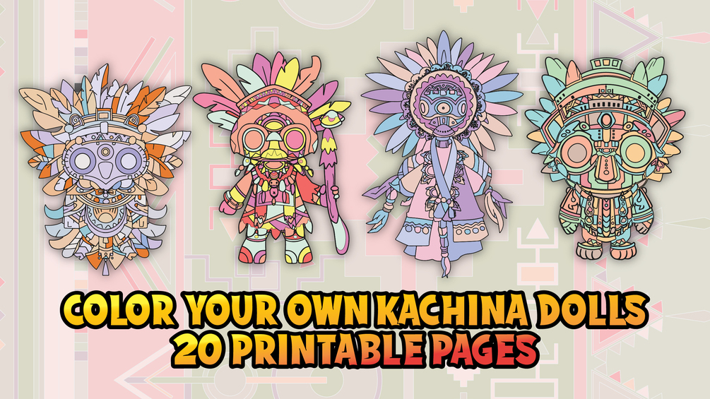 Color Your Own Kachina Dolls: 20 Printable Pages