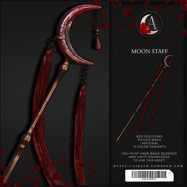 91 𓆩 ☾ 𓆪 • MOON STAFF | RIGGED VRCHAT AND VTUBE ASSET | FANTASY • 𓆩 ☽ 𓆪 by ☾ 𝐀 𝐈 𝐊 𝐀