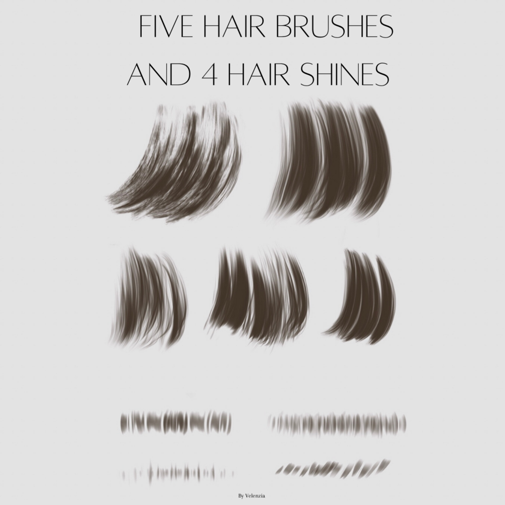 Free Procreate Hair Brushes and shines