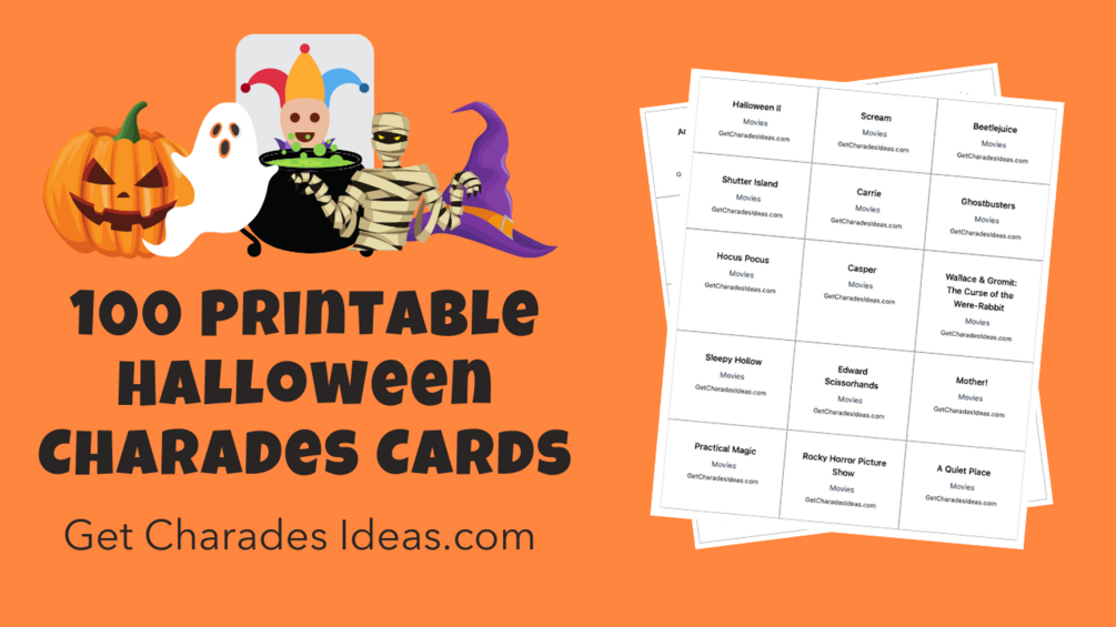 100 Halloween Cards for Charades