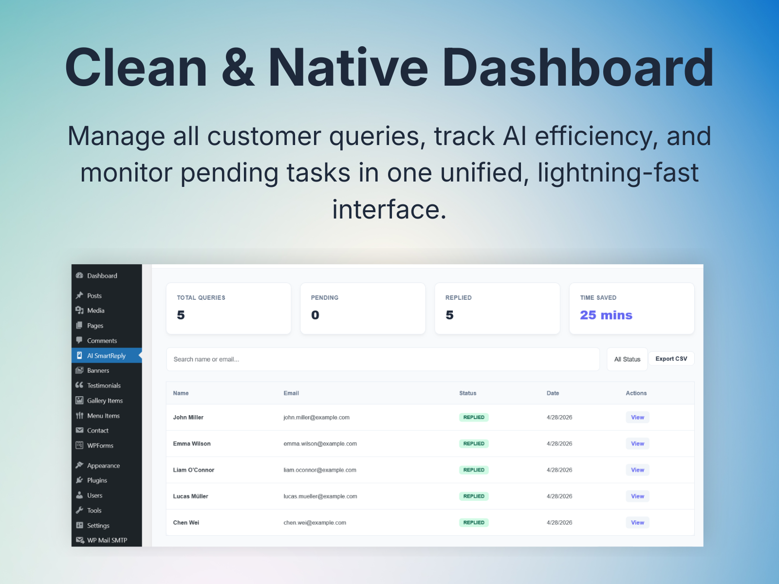 Screenshot 7 for AI SmartReply - Auto-Responder & Draft Generator Wordpress Plugin