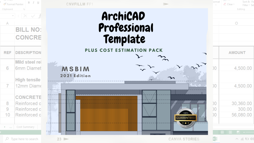 Msbim Archicad Professional Template Cost Estimating Pack