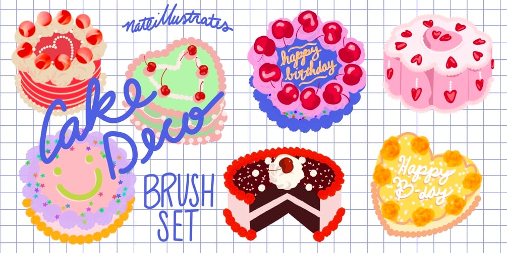 Cake Deco Brushes (for Procreate) by Nate Illustrates