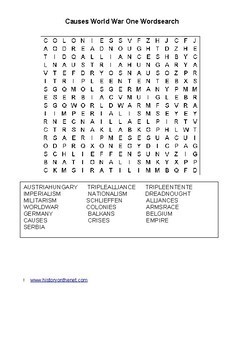 world war one word search