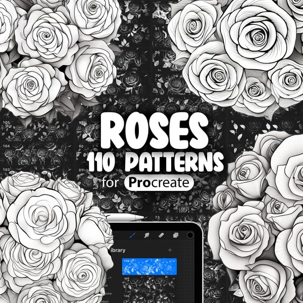 110 Procreate Roses Patterns Collection by ProCreativeBreeze