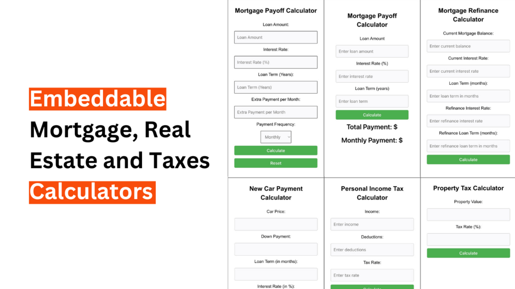Mortgage, Real Estate and Taxes Calculators for SEO and Lead gen