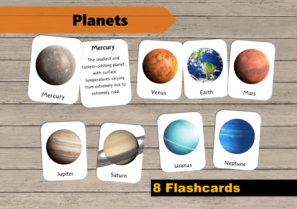 Realistic Planets Flashcards (Editable PDF)