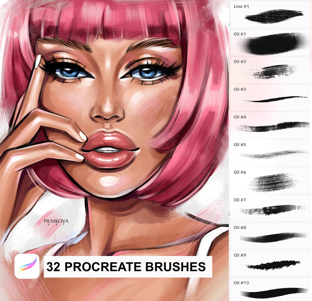 32 OIL BRUSHES for Procreate app by PILNIKOVA.ART