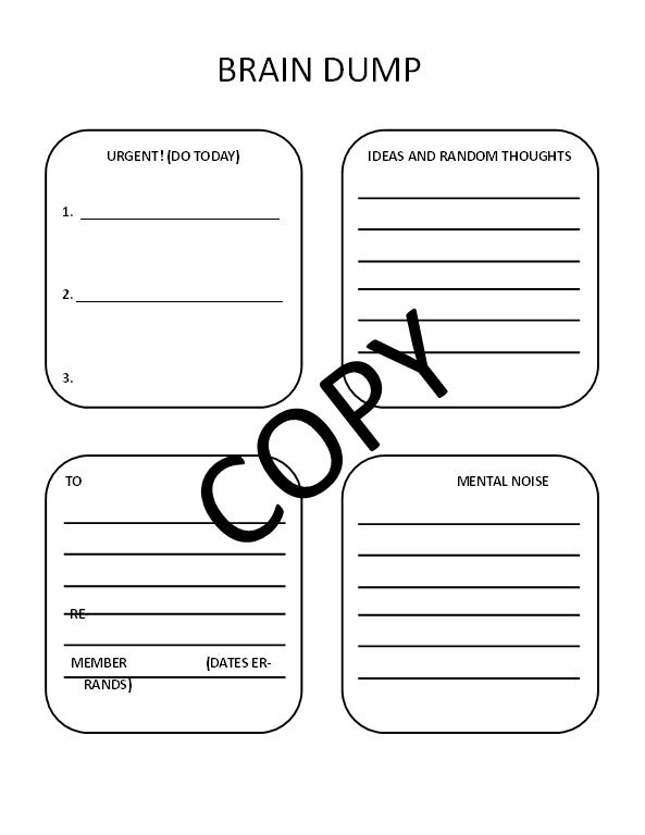 ADHD Brain Dump Printable Mental Declutter Sheet For Focus