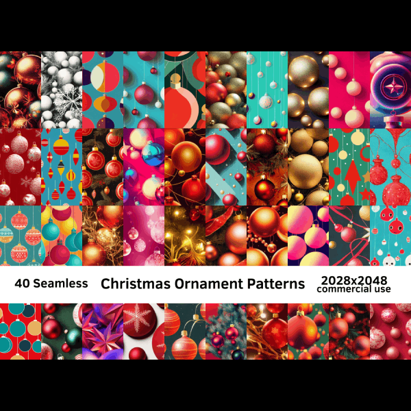 40 Seamless Christmas Ornaments Patterns