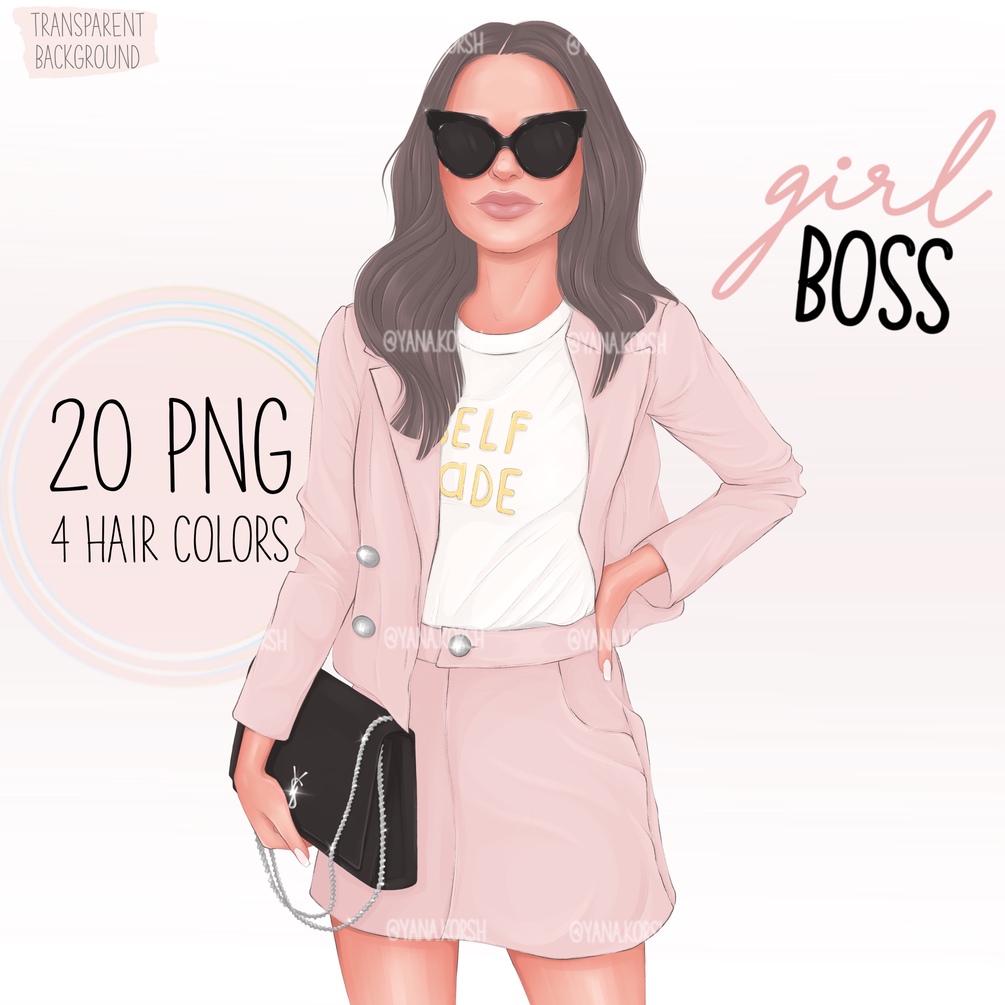 Boss lady clipart, girl boss clipart, girly sublimation, glam clipart