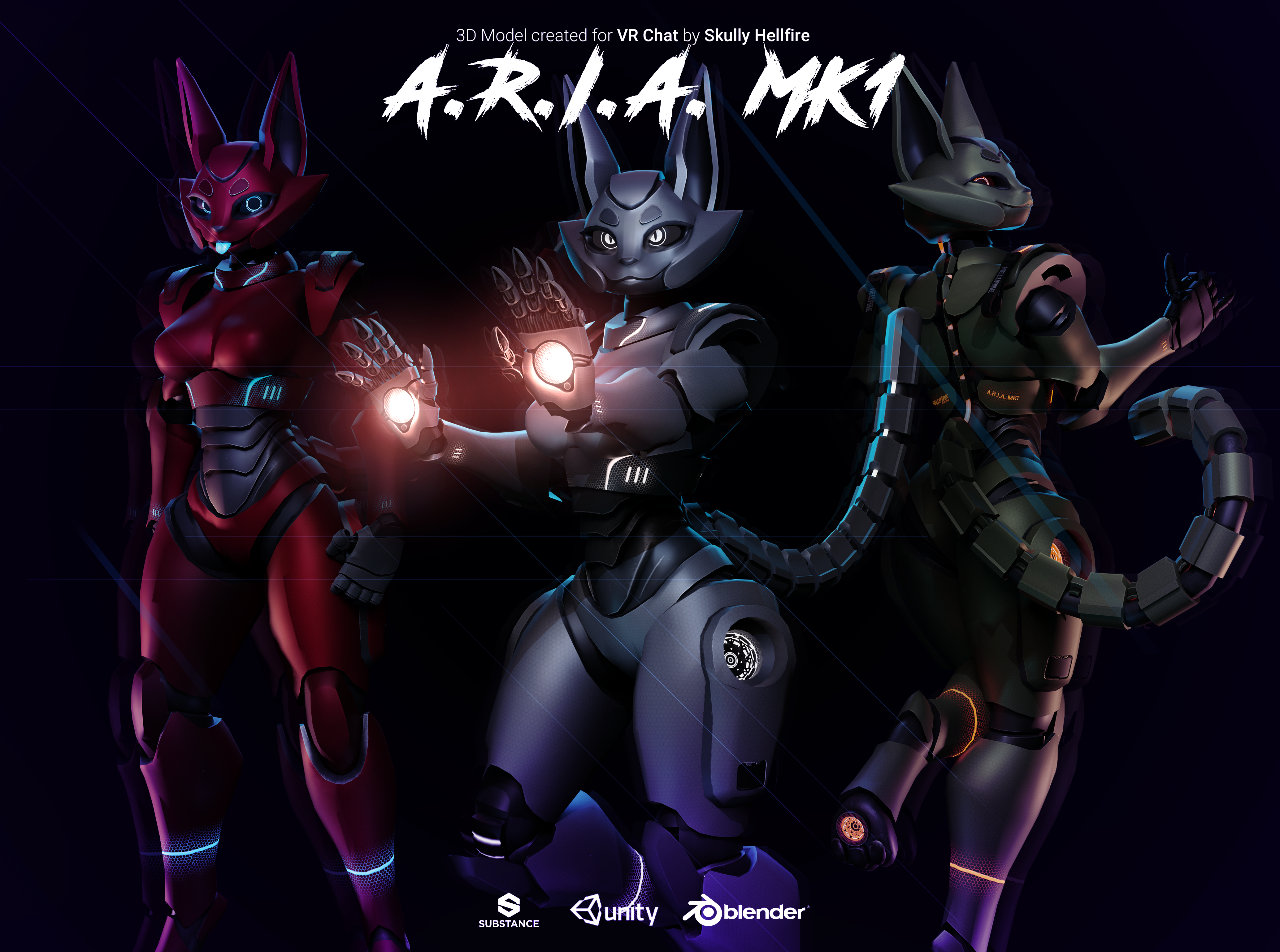 ARIA_MK_1 (PC/QUEST VRCHAT/NEOSVR AVATAR MODEL)