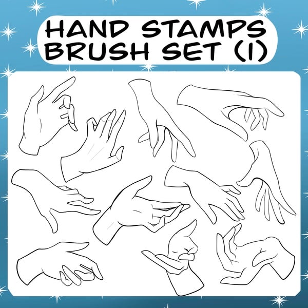 11 Hand Pose Stamps for Procreate (1) by Miss Gold