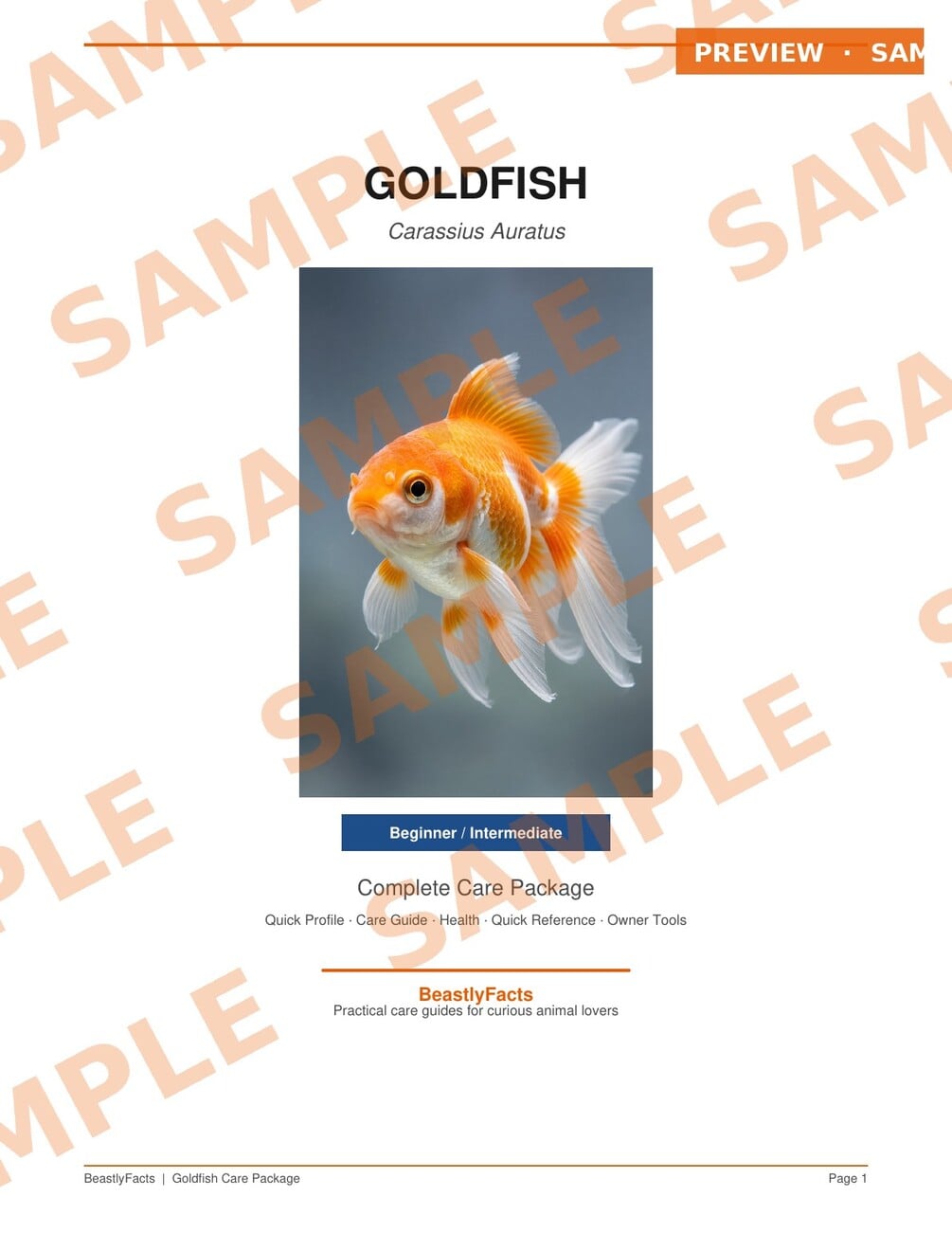 Goldfish Care Package interior page sample