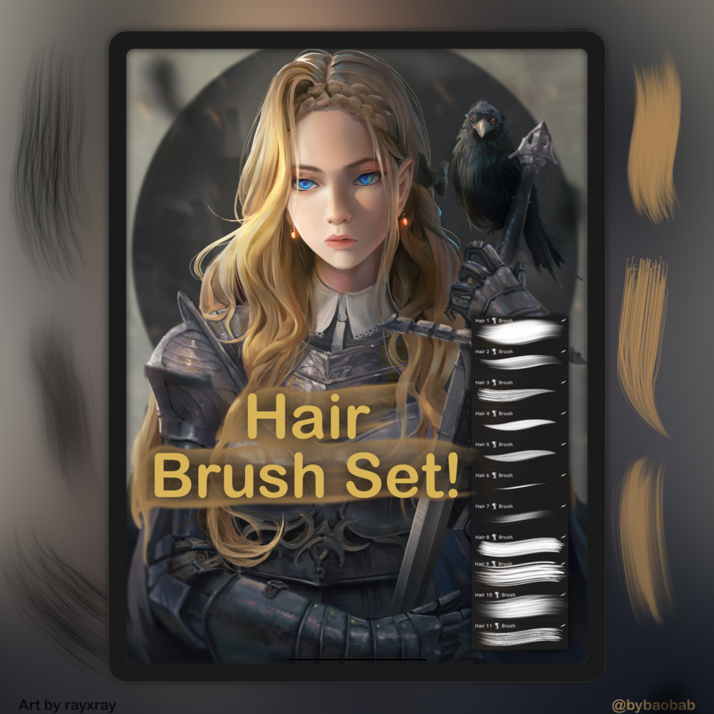 Hair Brush Set for Procreate! by bybaobab