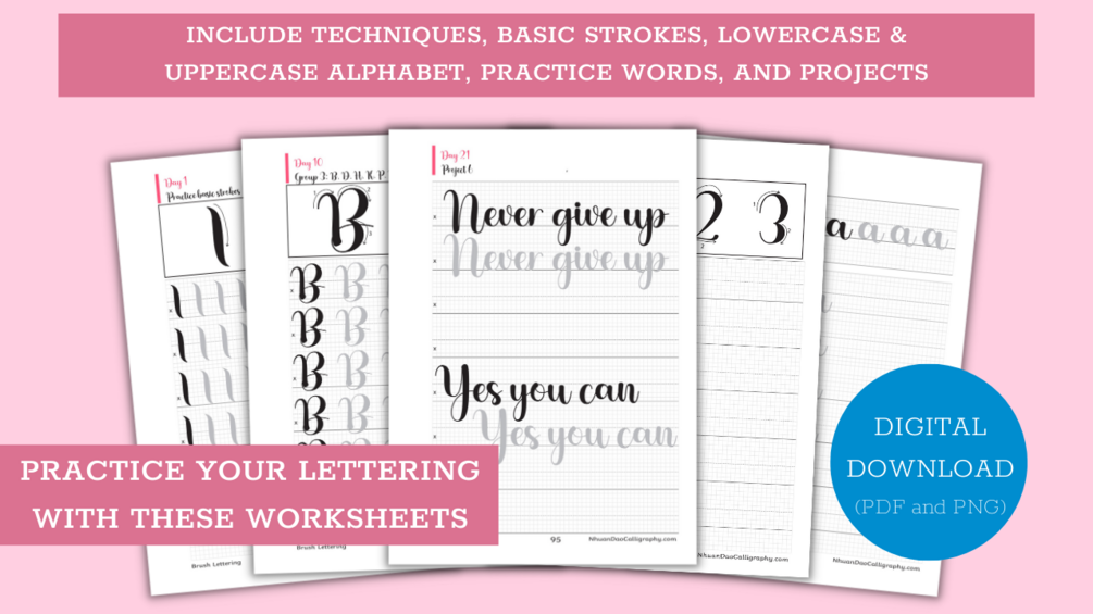 LYL1 Brush Lettering Edition Guide Sheets - CreativLEI