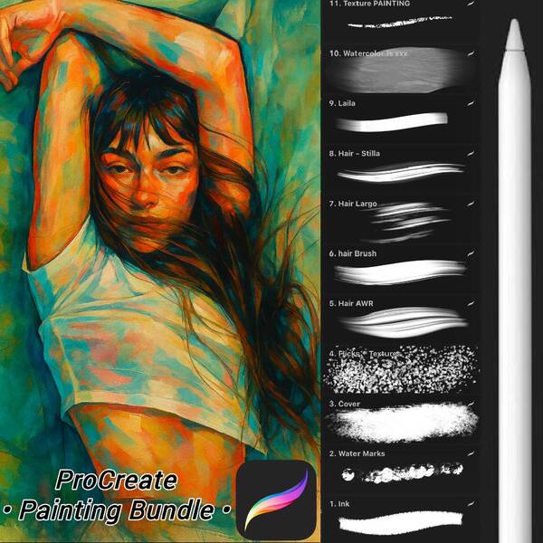 🚀 FREE | Procreate Power Pack – 25+ Premium Brushes + 5 Textures + Shortcut Guide by Lovell