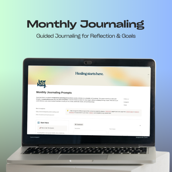 [Notion Template 2026] Monthly Journaling Prompts: Free Guided Library & Premium Reflection System