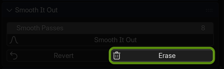 Erase button highlighted in the Smooth It Out panel