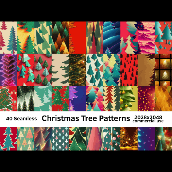 40 Seamless Christmas Tree Patterns 