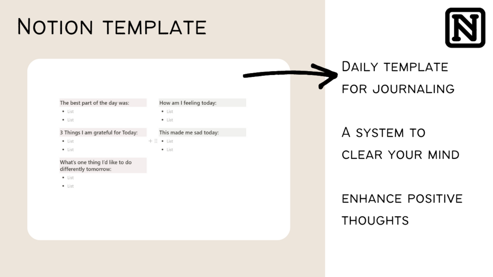 Notion Bullet Journal, Daily Digital Template