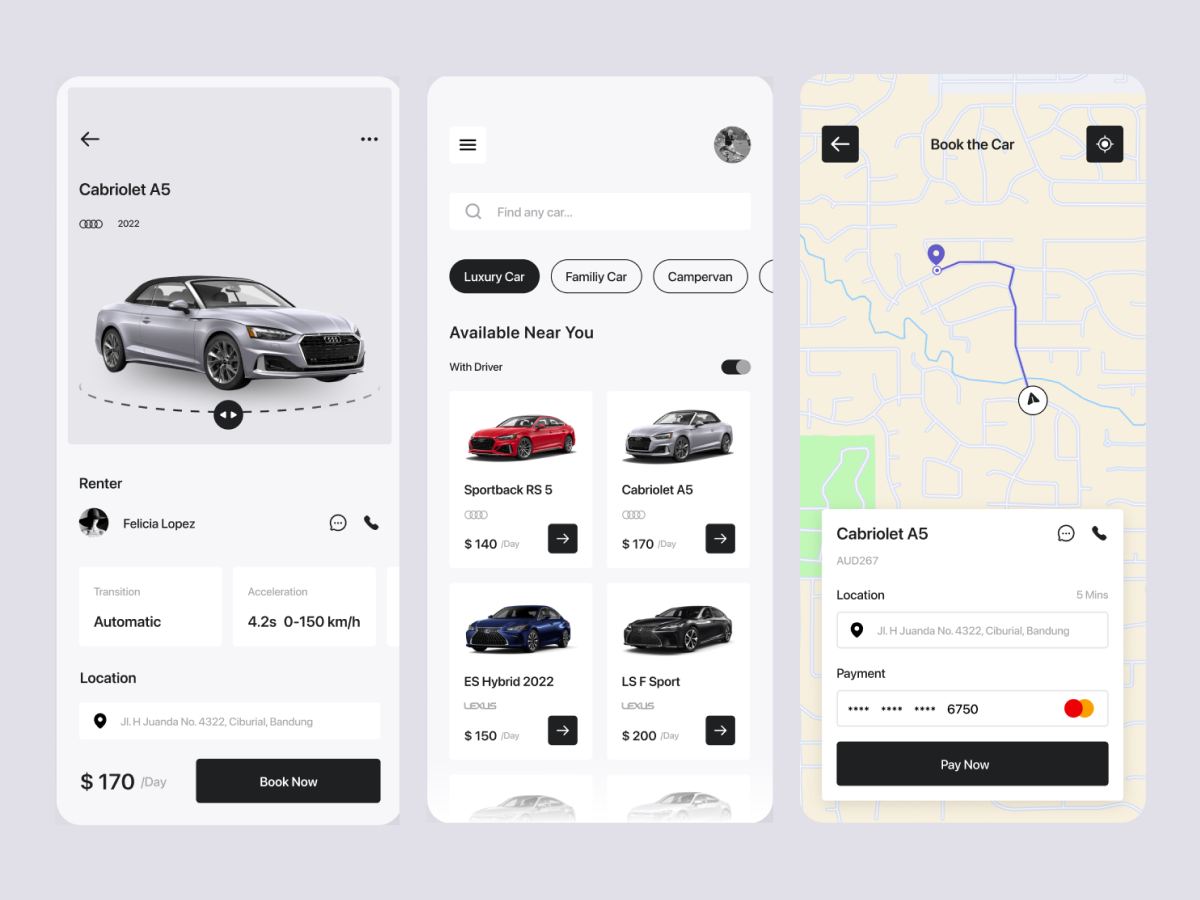 Car Rental Mobile App UX UI Design Kit
