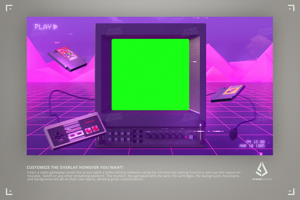 ArtStation -  Retro Gaming Overlay Vaporwave Psd Template