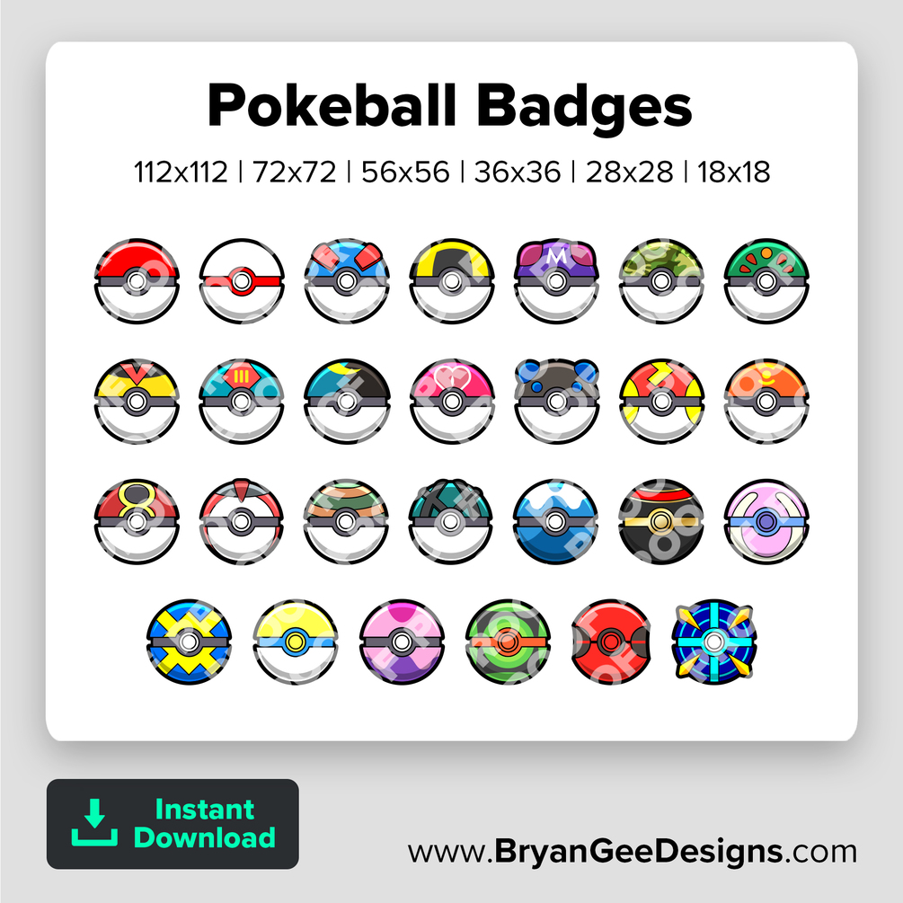 Pokeball Twitch Badges Youtube Badges Discord Badges TikTok Badges 