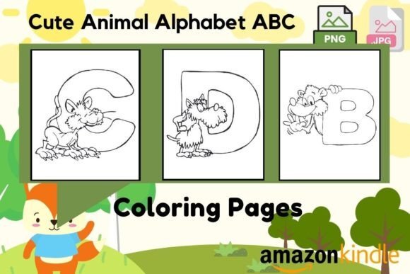 Cute Animal Alphabet ABC Coloring Pages