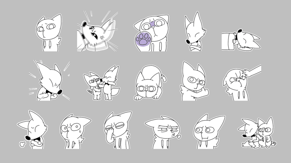 RBF Cat and Fox Animated Sticker Set
