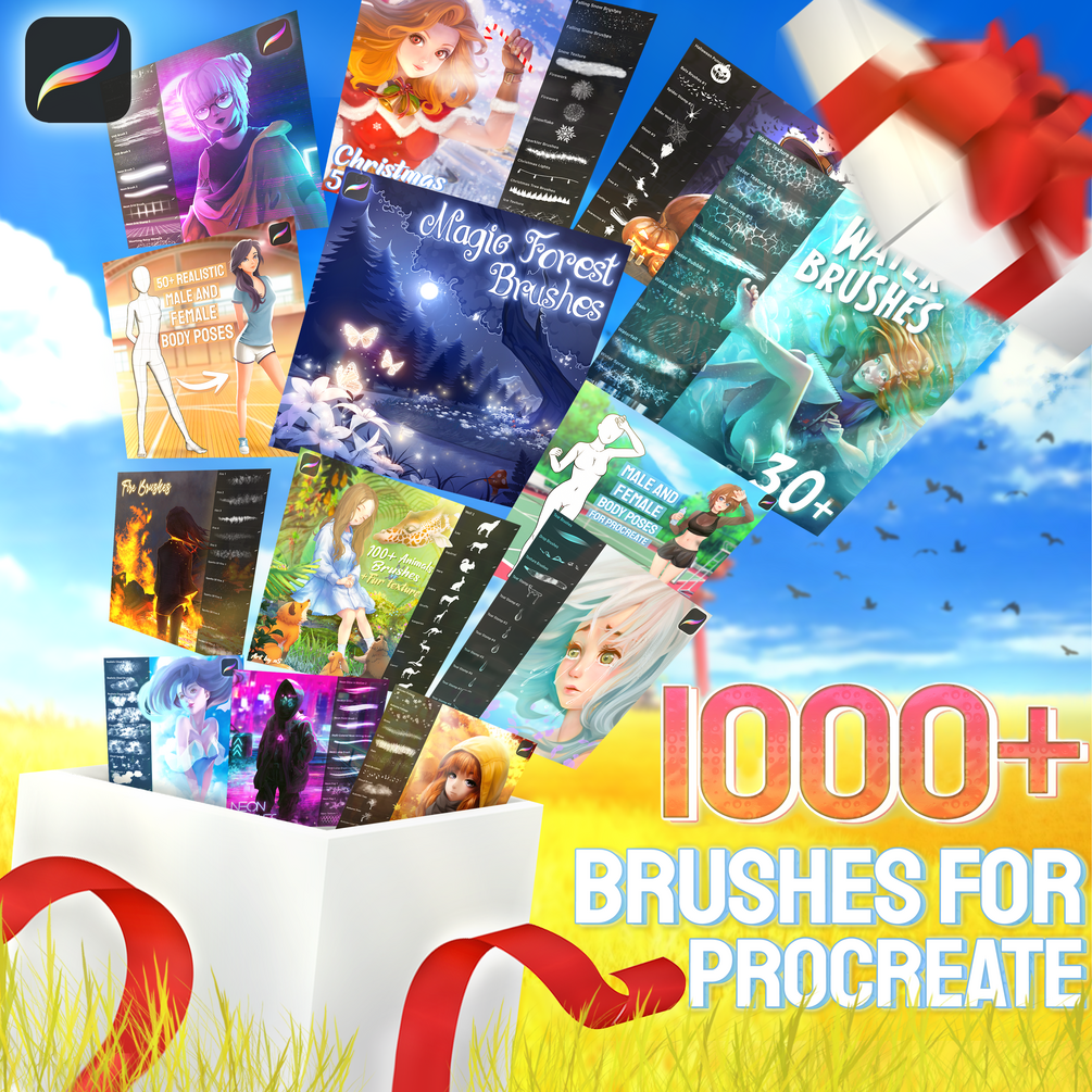 Over 1000+ Procreate Brushes, Half store bundle (Textures, Stamps, Brushes) by di_syukov