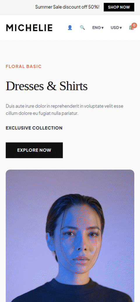 Desktop screenshot for Michelie — Studio Website Template