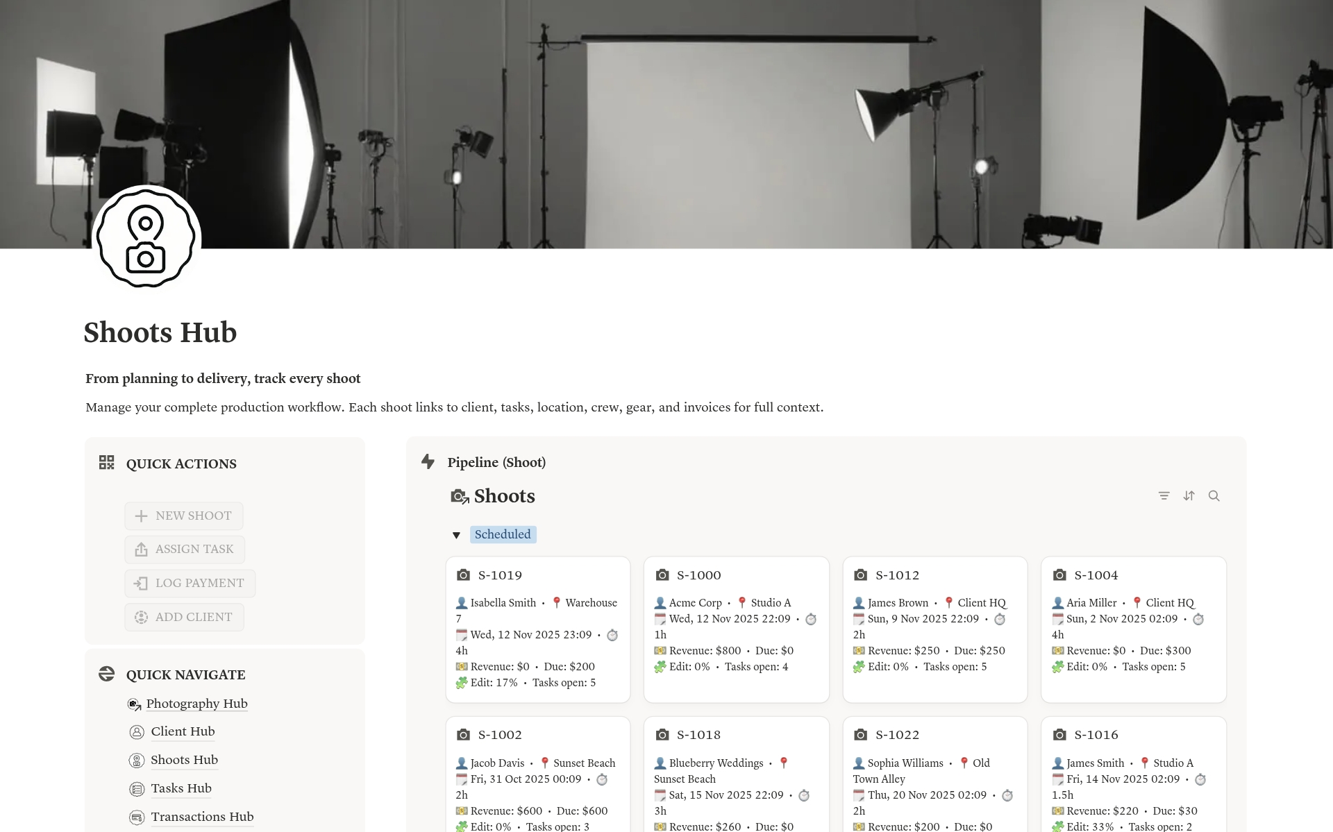 Photography Business OS -  Photography CRM, Shoots, Editing & Invoicing - view 4