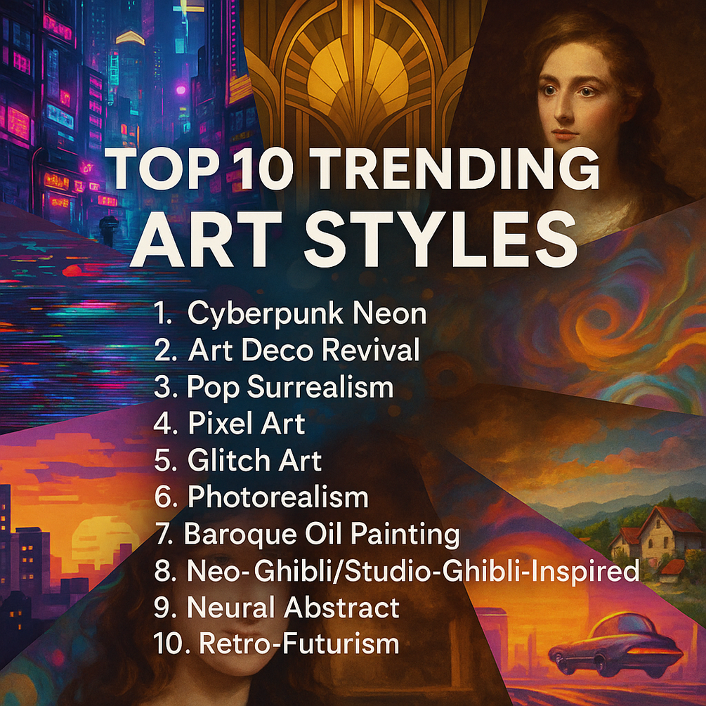 Top 10 Trending AI Art Prompts 2025 (PDF Pack) thumbnail