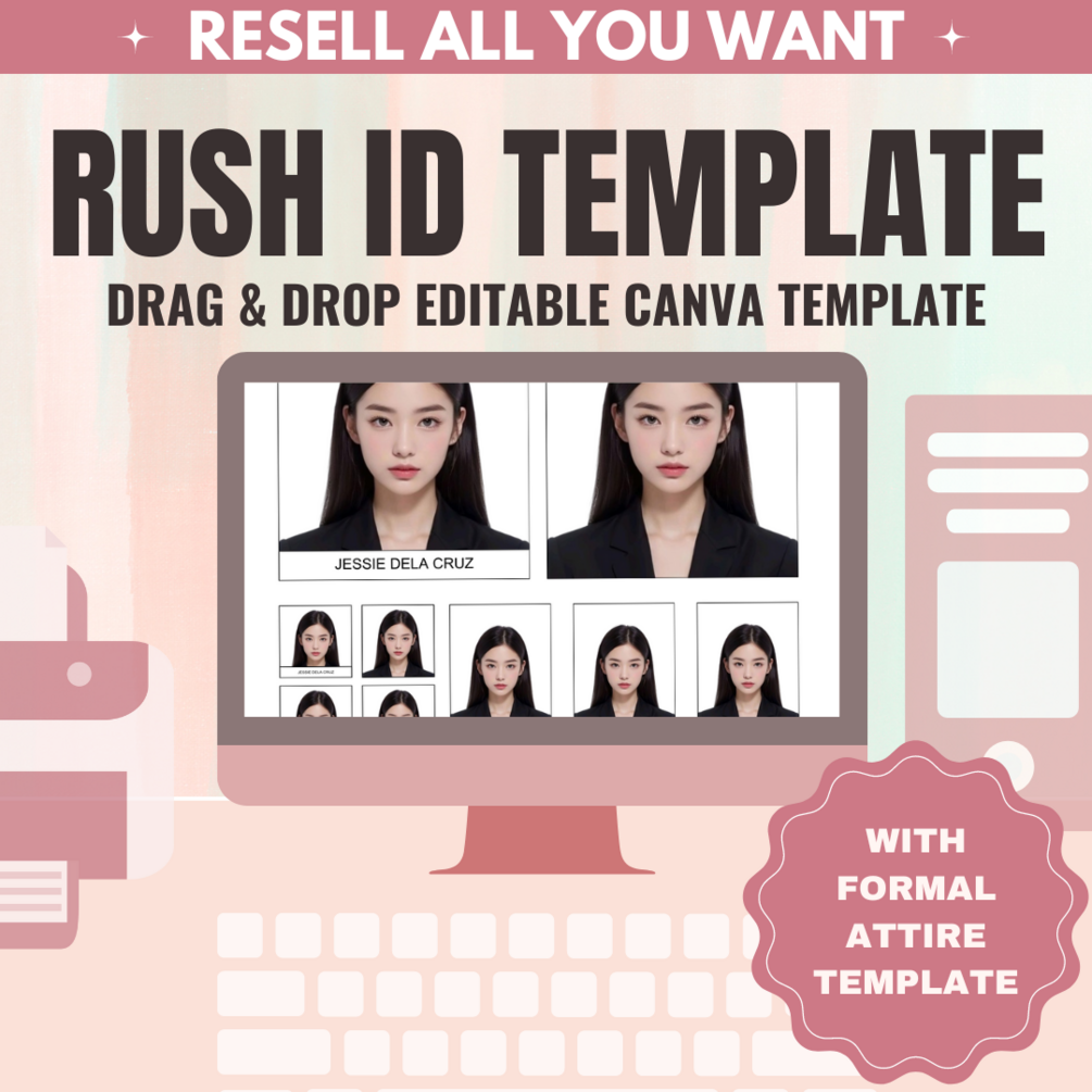 Rush ID Editable Canva Template || Free Formal Attire Templates || With ...