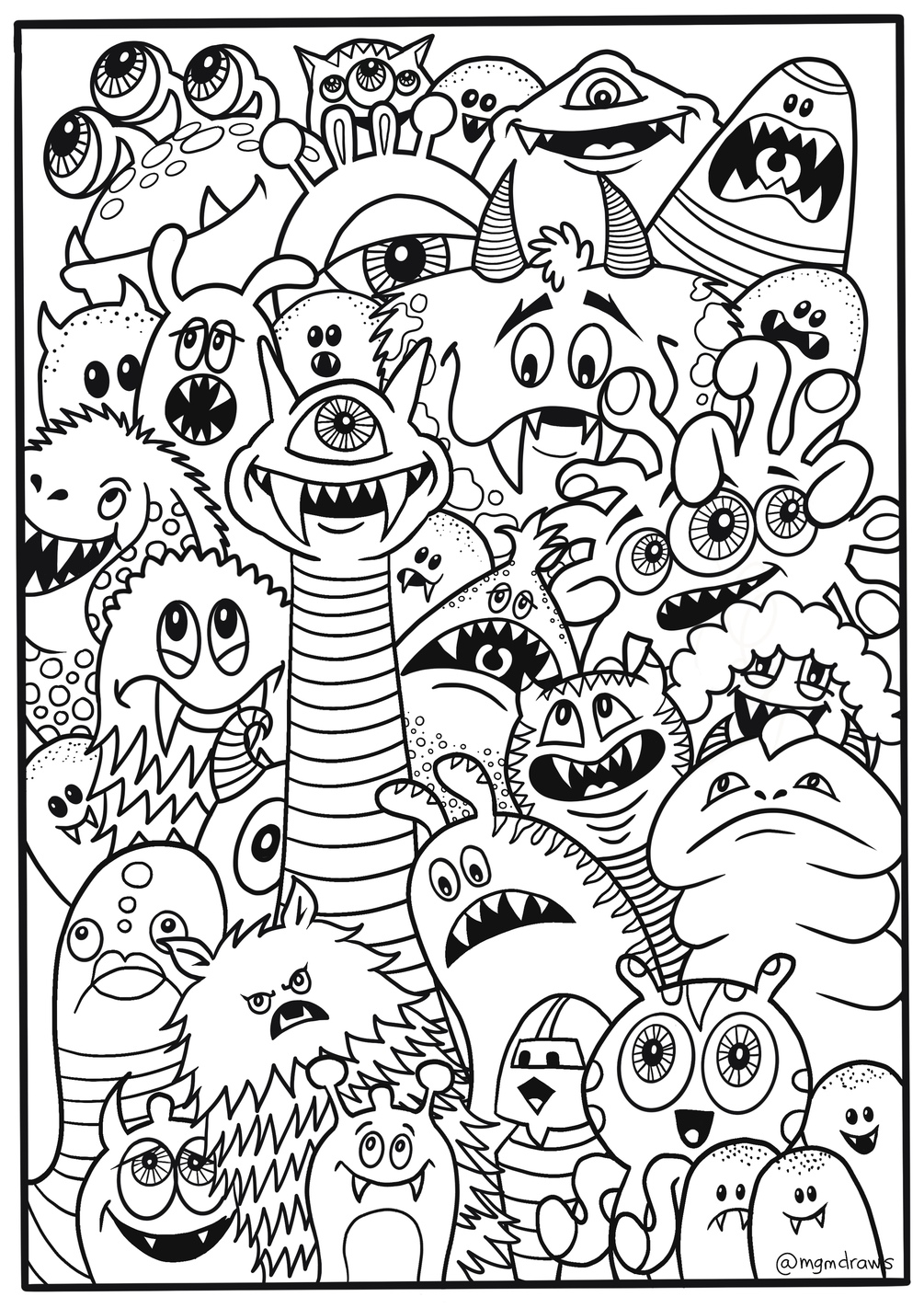 Little monsters coloring page (free download)