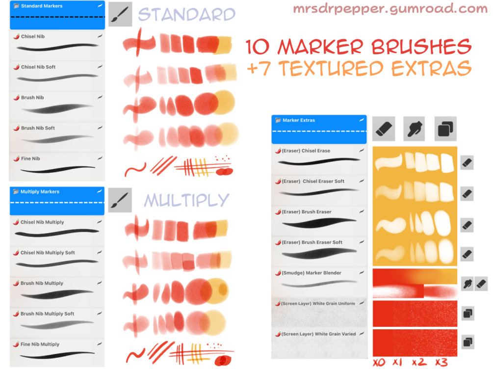 Blending Markers Procreate Brushes, Procreate Copic Brushes