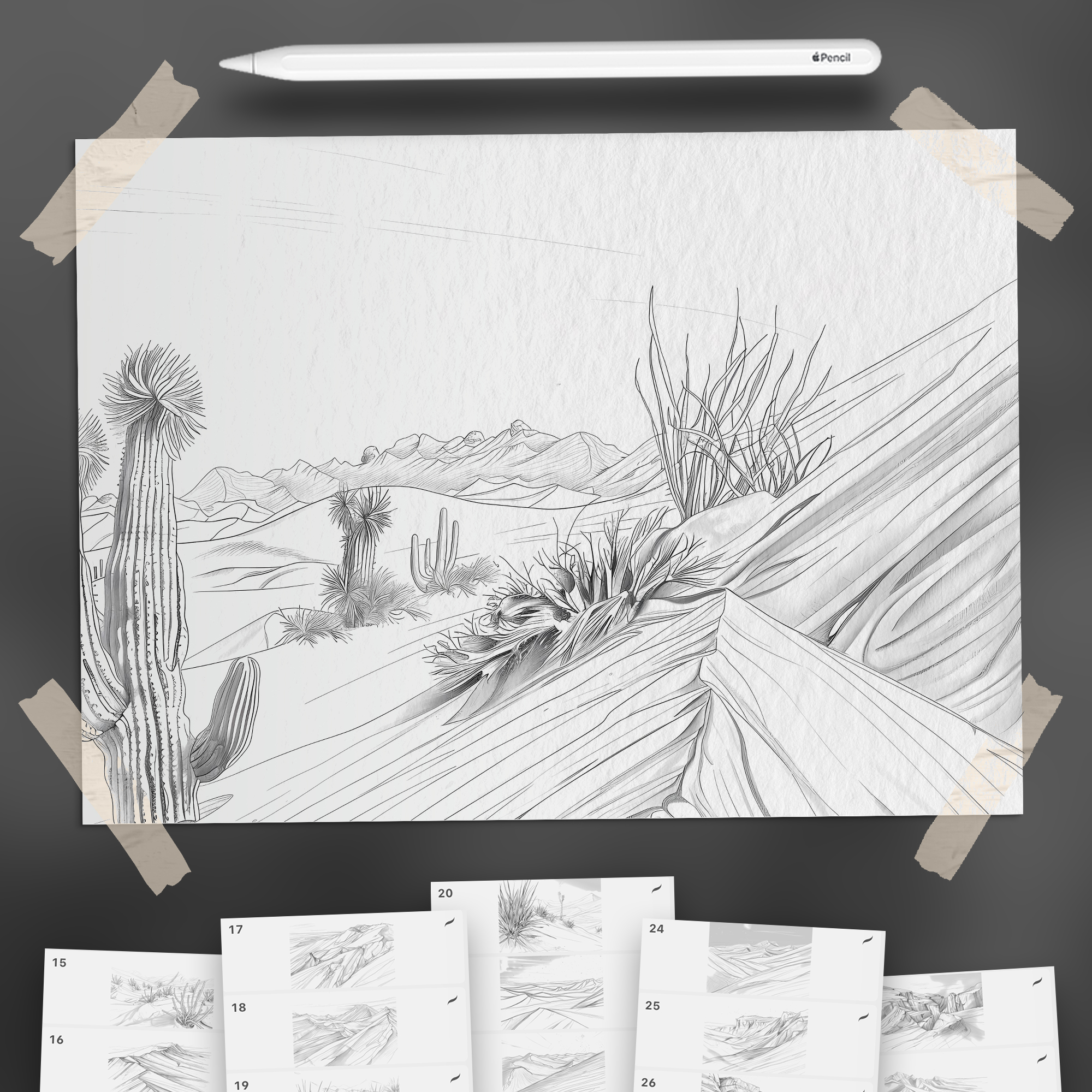 100 Procreate Deserts Backgrounds Collection