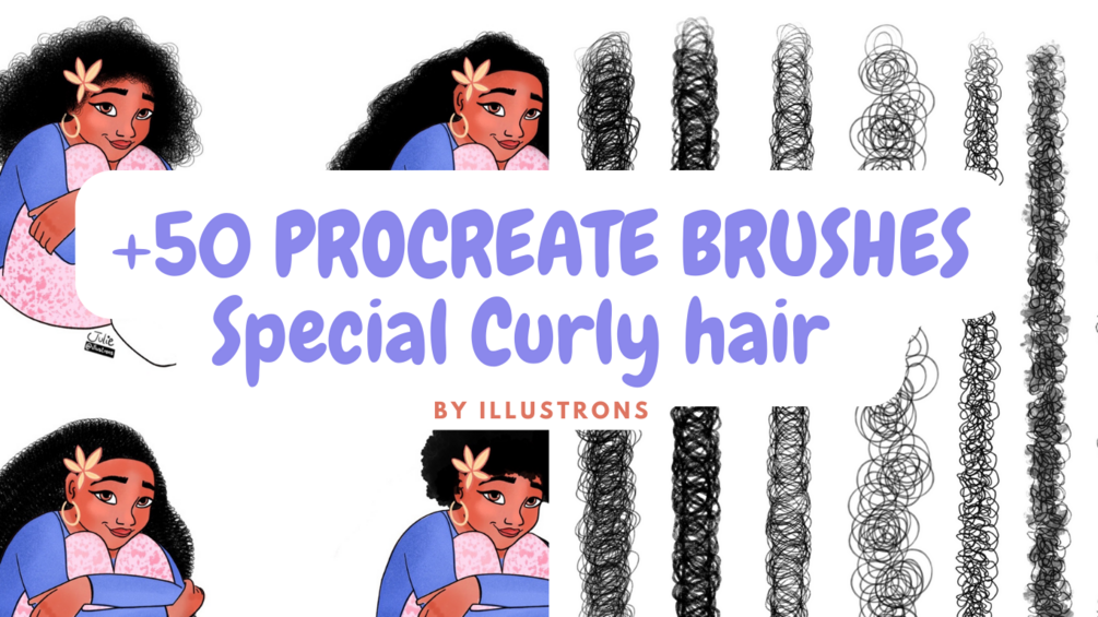 +50 Procreate Premium Brushes special Curly hair | ILLUSTRONS CURLY