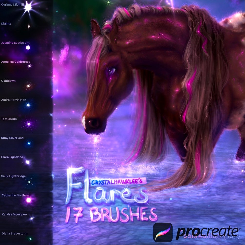 17 Flare/Glow Brushes for Procreate app by crystalhawklee