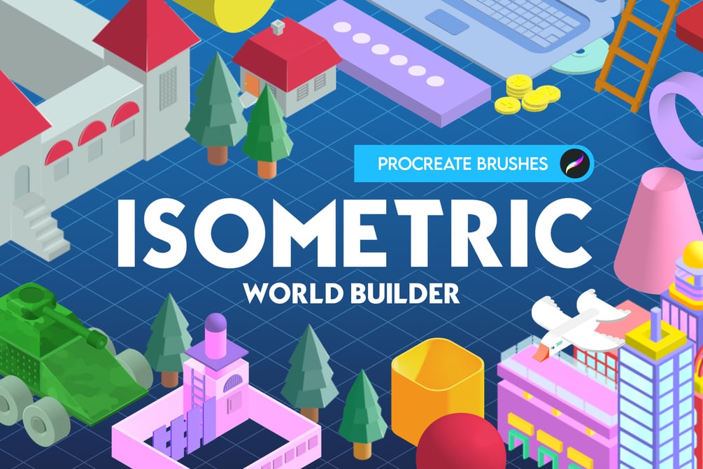 Isometric World Builder Brushes | 1300+ Procreate Stamp Brushes by Imre the BrushBoy