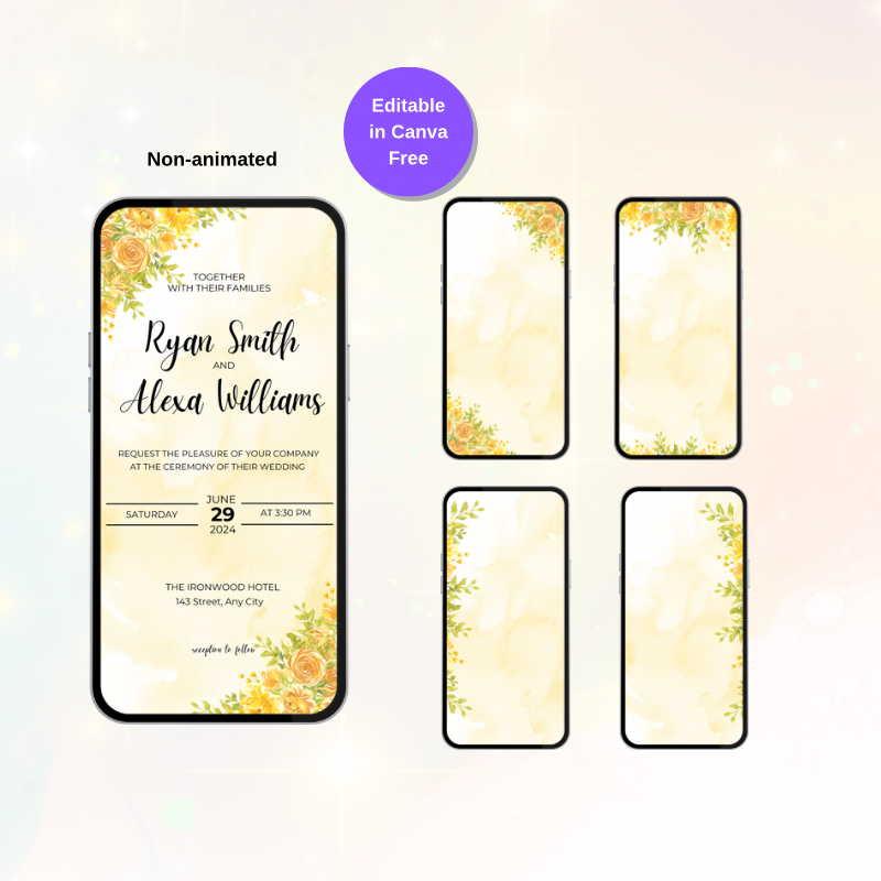 Yellow wedding invitation animated wedding video invitation evites